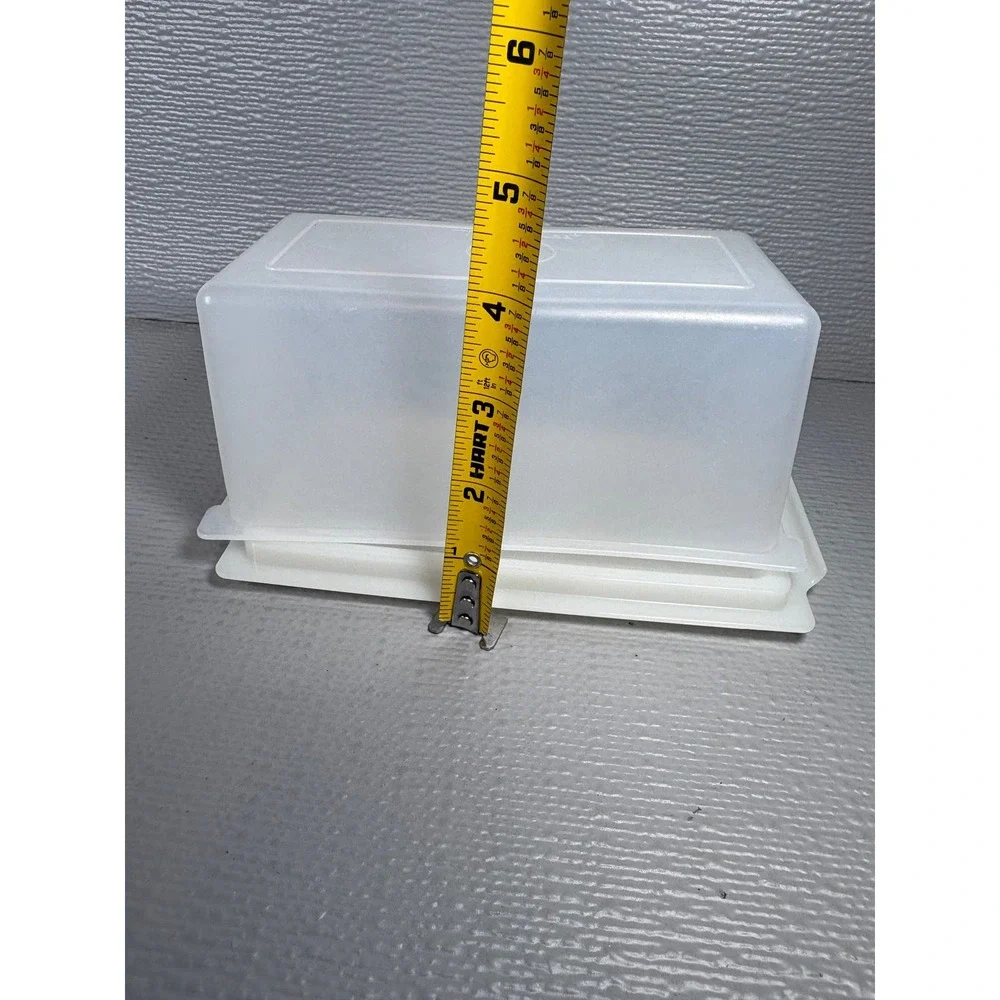 Vintage Tupperware 638-2 Frosted Sheer Butter Dish Small Storage Container Cream
